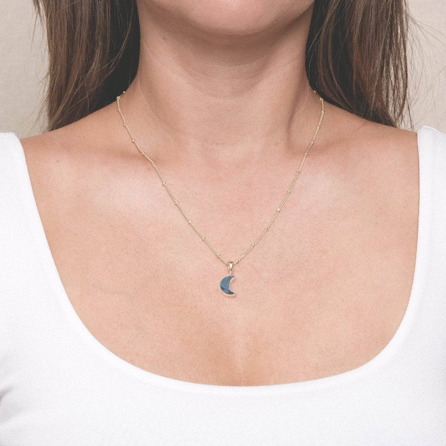 43 Crescent Moon Raw Gemstone Necklace - Image 6