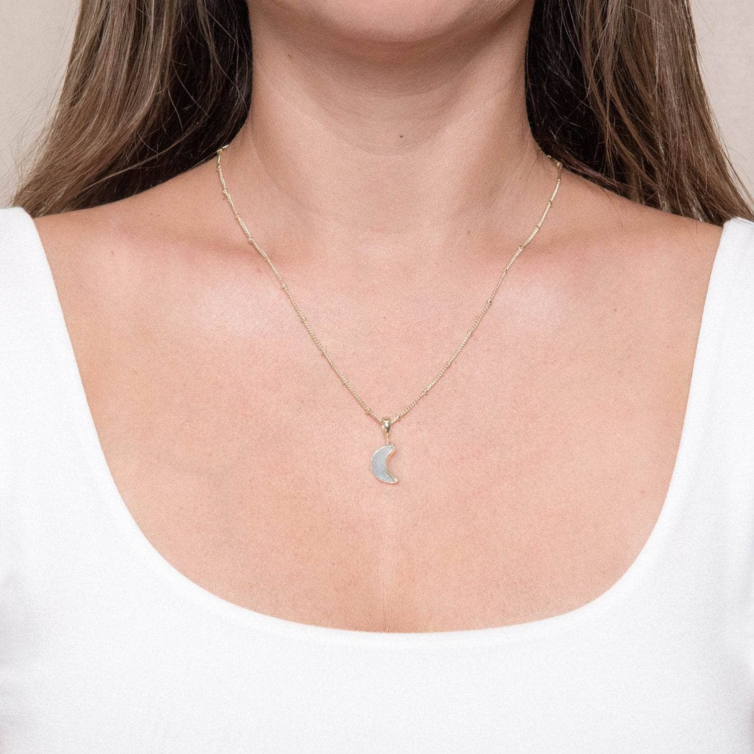 44 Crescent Moon Raw Gemstone Necklace - Image 2