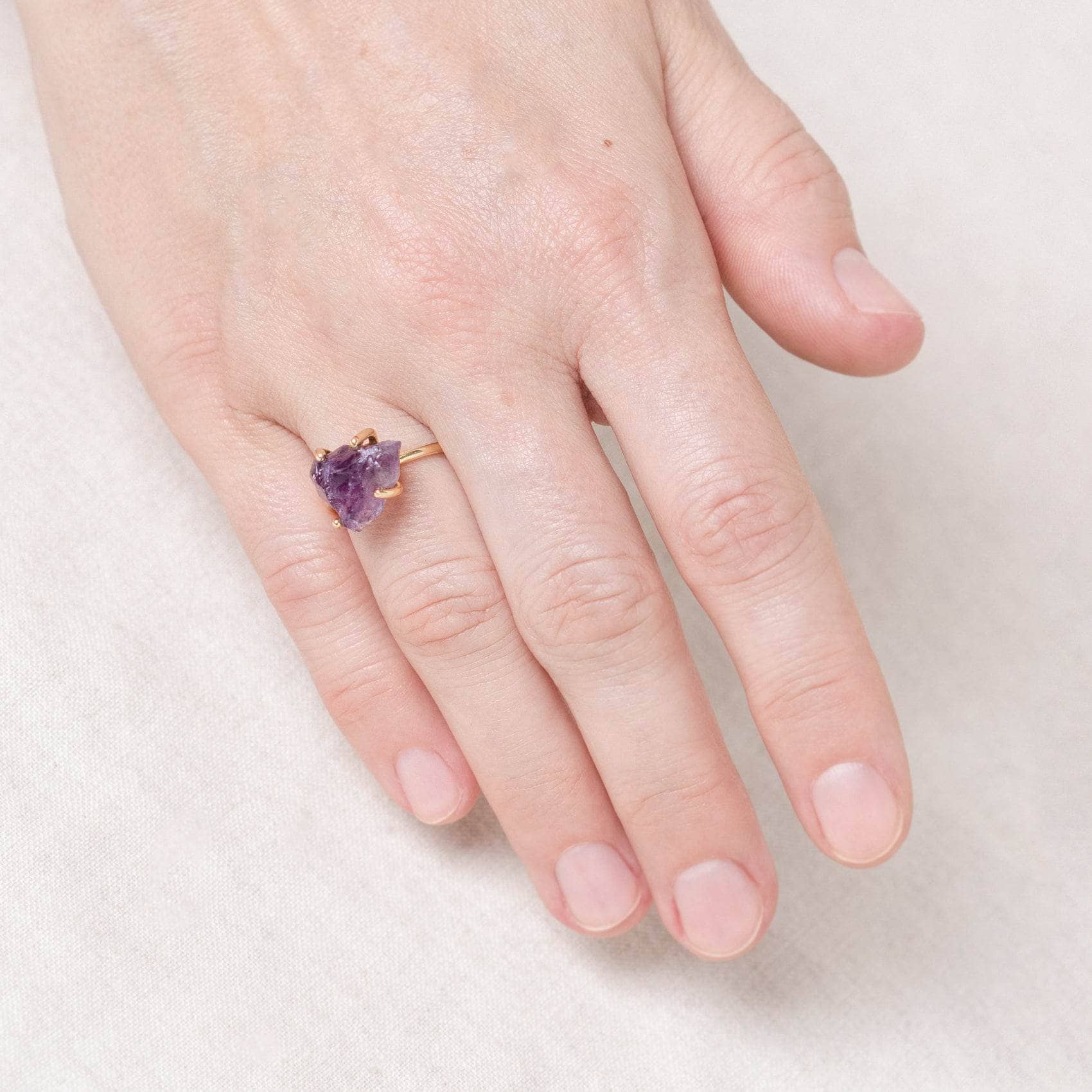 AMETHYSTgold Amethyst Raw Freeform Gold or Silver Ring - Image 2