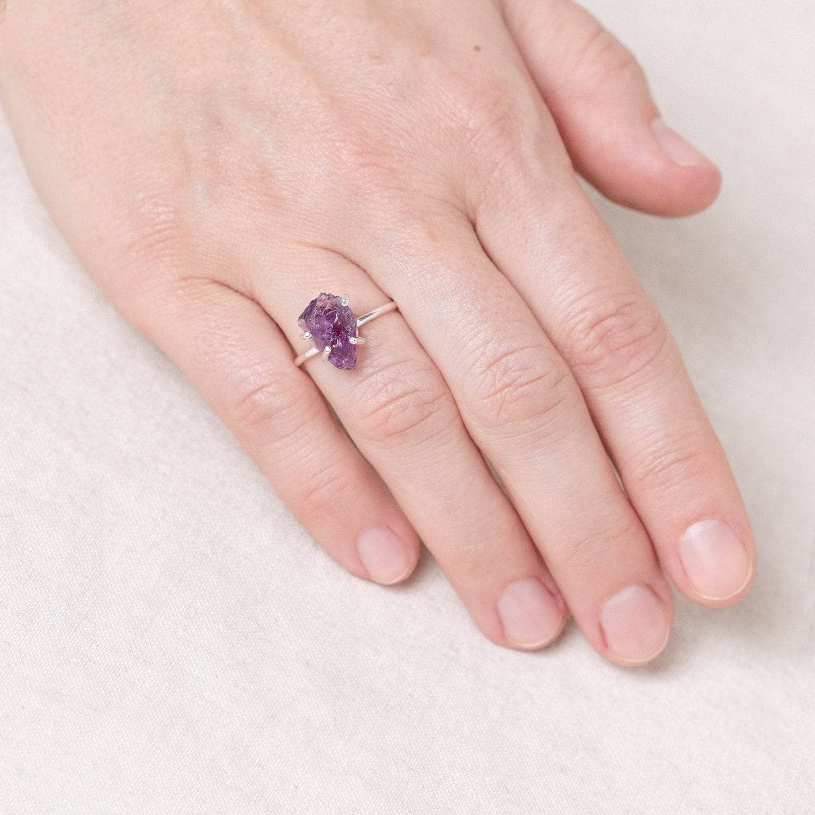 AMETHYSTsilver Amethyst Raw Freeform Gold or Silver Ring - Image 7