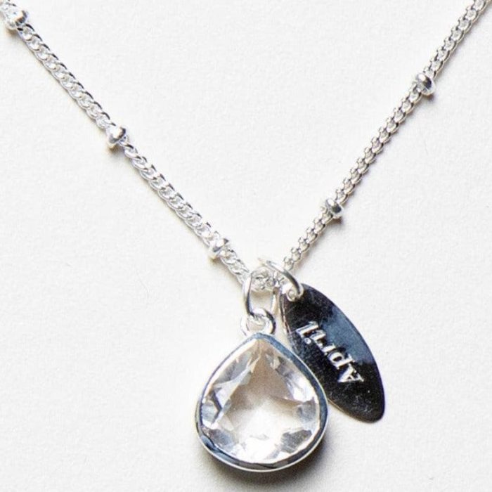 April Herkimer Diamond Birthstone Necklace - Image 1