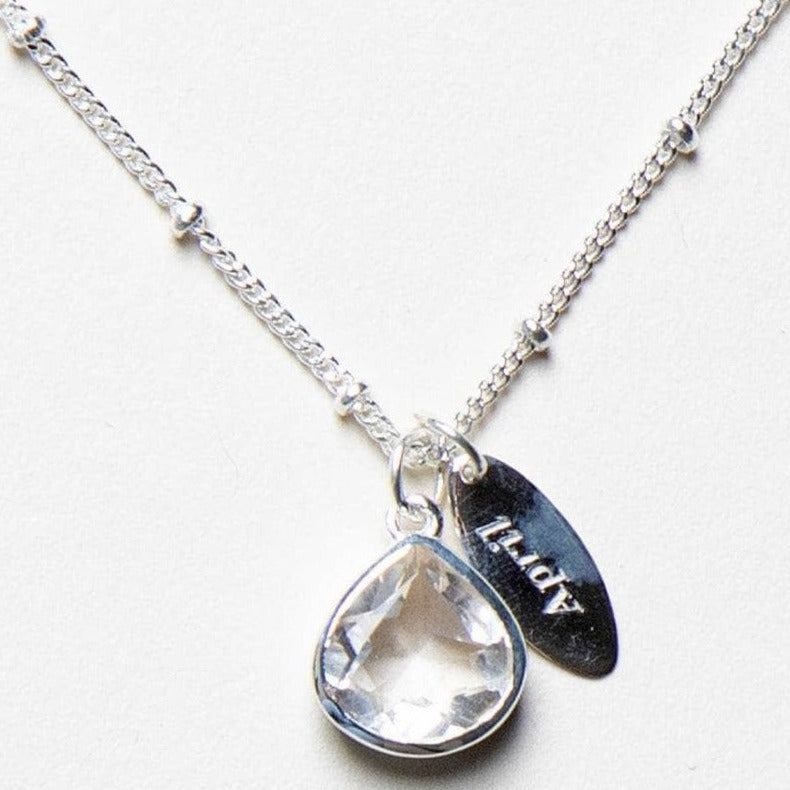 APRIL_DETAIL April Herkimer Diamond Birthstone Necklace - Image 1