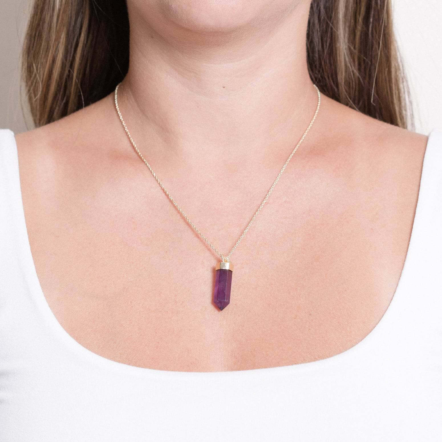 Ameth-G-Large Amethyst Crystal Point Necklace - Image 1