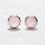 Rose Quartz Silver or Gold Stud Earring