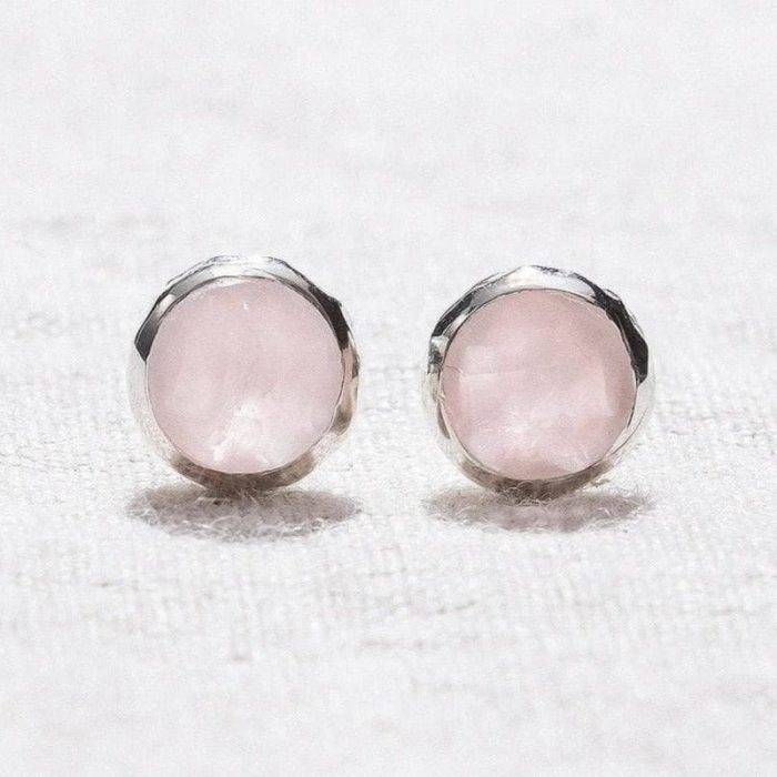 Rose Quartz Silver or Gold Stud Earring - Image 1
