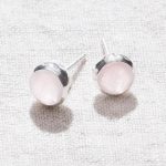 Rose Quartz Silver or Gold Stud Earring - Image 2