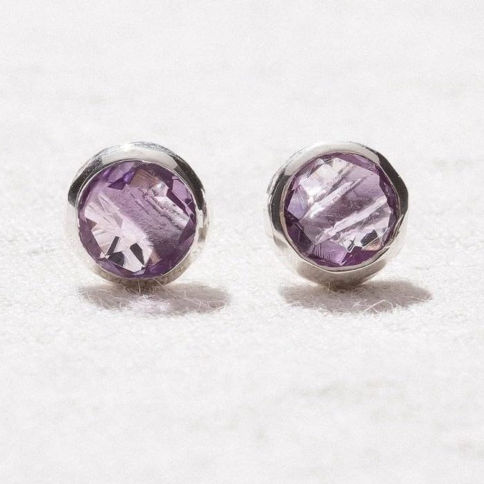 Amethyst Silver or Gold Stud Earring - Image 5