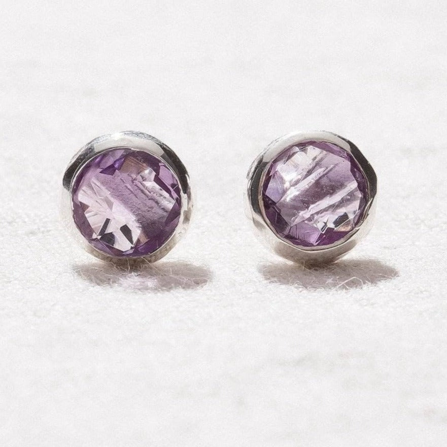 Amy-4930 Amethyst Silver or Gold Stud Earring - Image 5