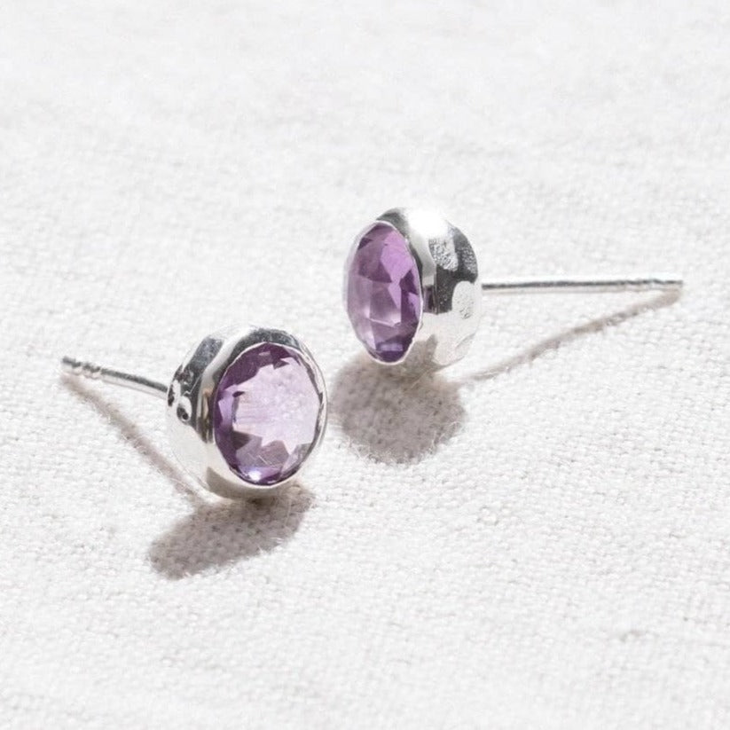 Amy-4935 Amethyst Silver or Gold Stud Earring - Image 7