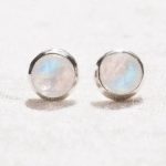 Rainbow Moonstone Silver or Gold Stud Earring - Image 6