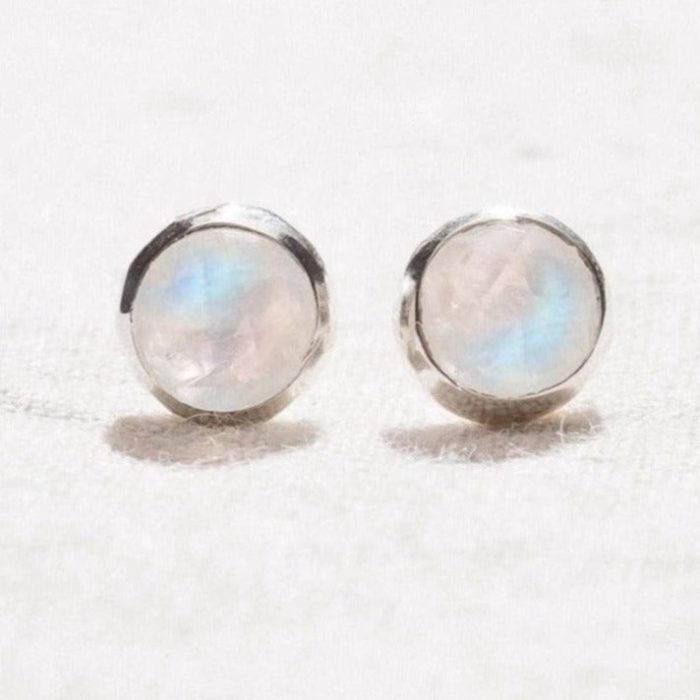 Rainbow Moonstone Silver or Gold Stud Earring - Image 6