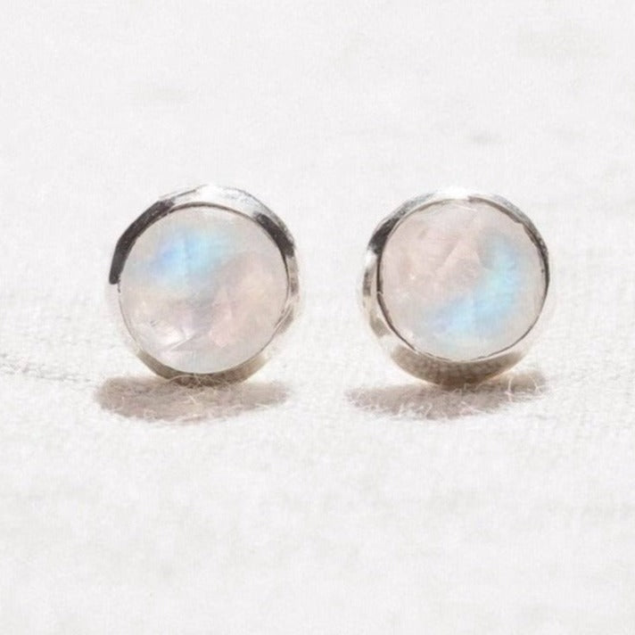 Amy-4938 Rainbow Moonstone Silver or Gold Stud Earring - Image 6