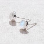 Rainbow Moonstone Silver or Gold Stud Earring - Image 7