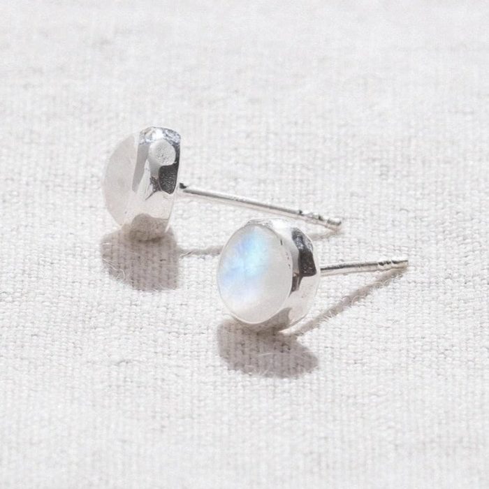 Rainbow Moonstone Silver or Gold Stud Earring - Image 7