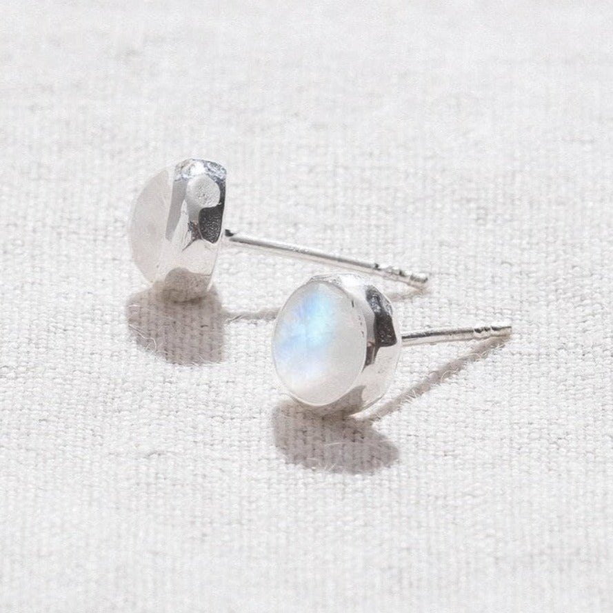 Amy-4939 Rainbow Moonstone Silver or Gold Stud Earring - Image 7