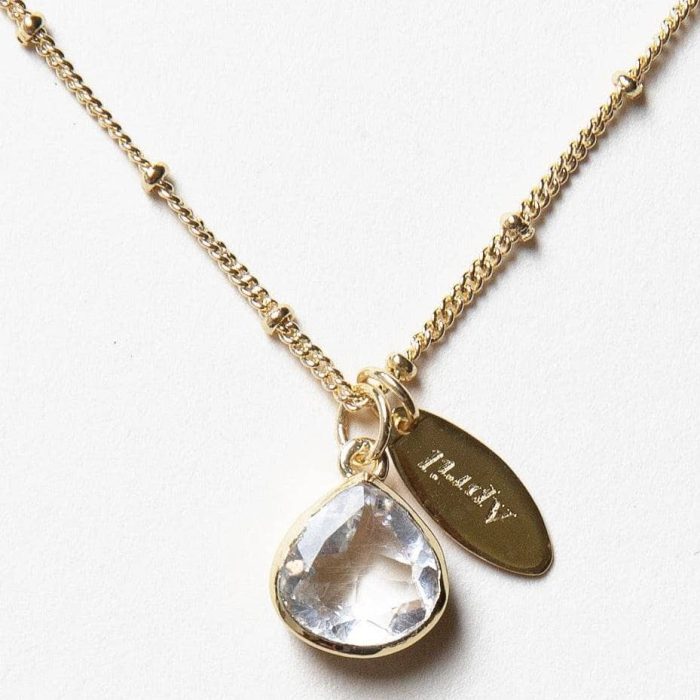April Herkimer Diamond Birthstone Necklace - Image 5