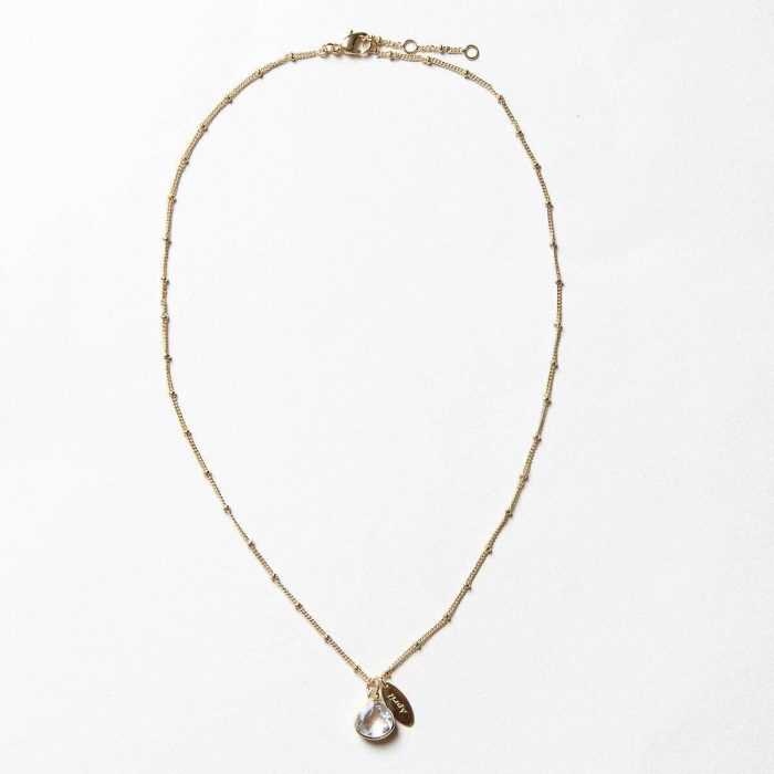 April Herkimer Diamond Birthstone Necklace - Image 7