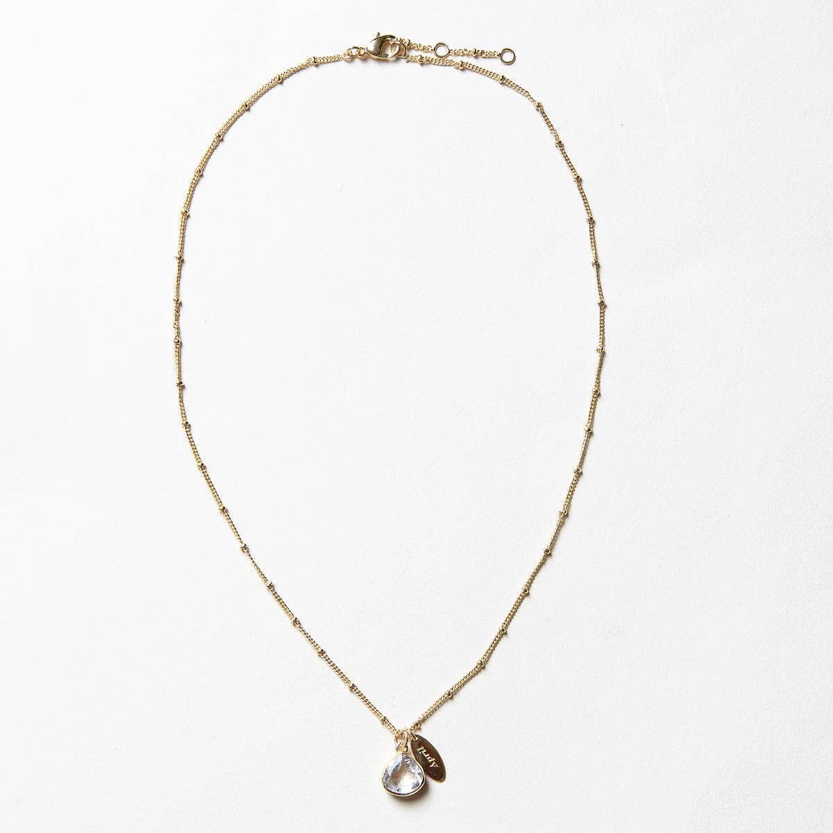 April_full_shot_1e9be0f0-5250-46ab-8641-506f39d9901d April Herkimer Diamond Birthstone Necklace - Image 7