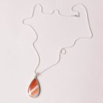 Carnelian Banded Agate Teardrop Pendant Necklace - Image 5
