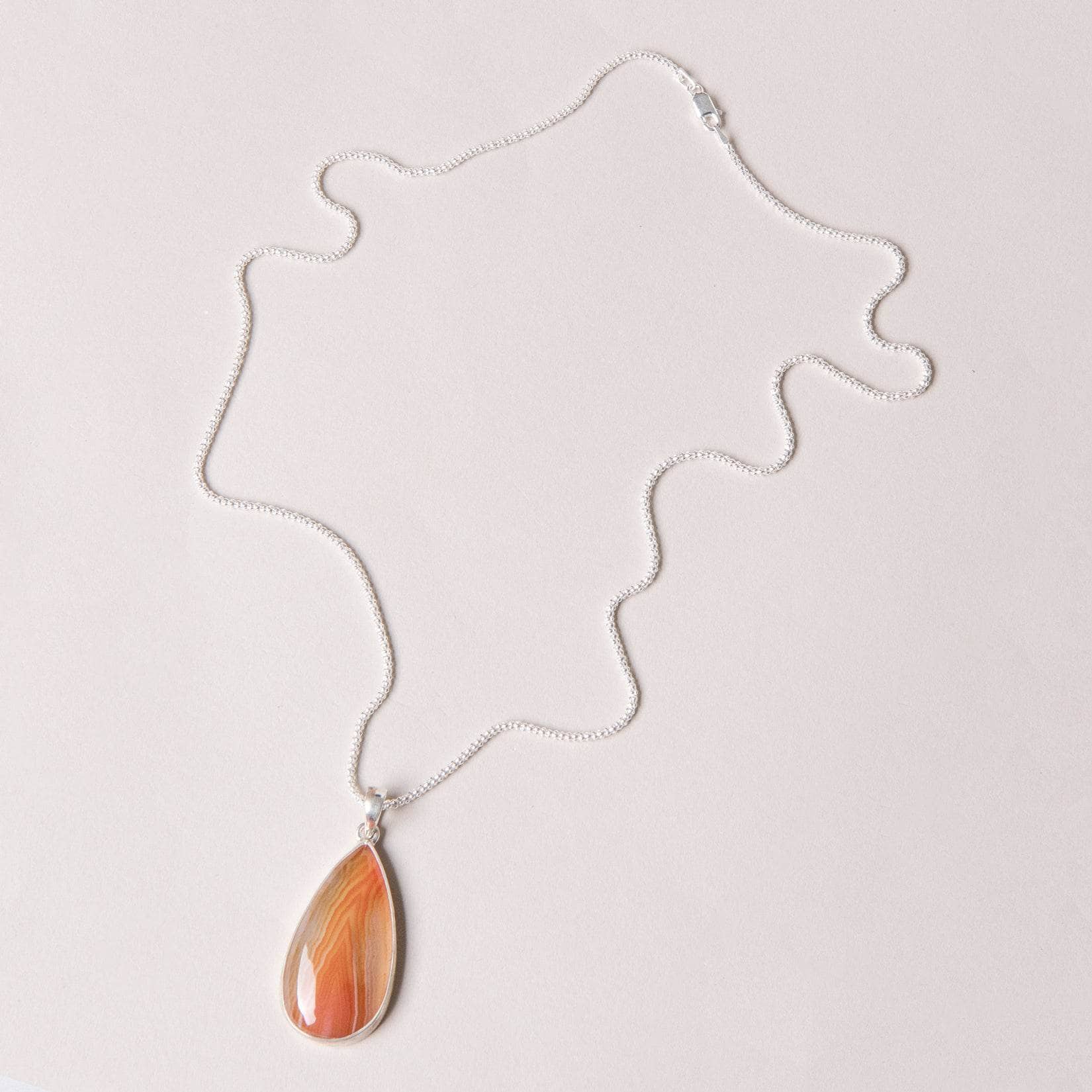 BAG-32 Carnelian Banded Agate Teardrop Pendant Necklace - Image 10