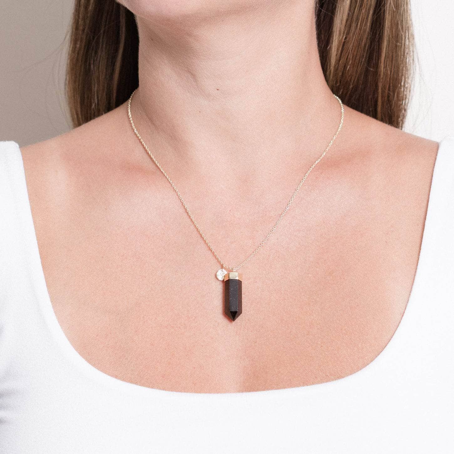 Black-Tur-G-Large Black Tourmaline Crystal Point Necklace - Image 1