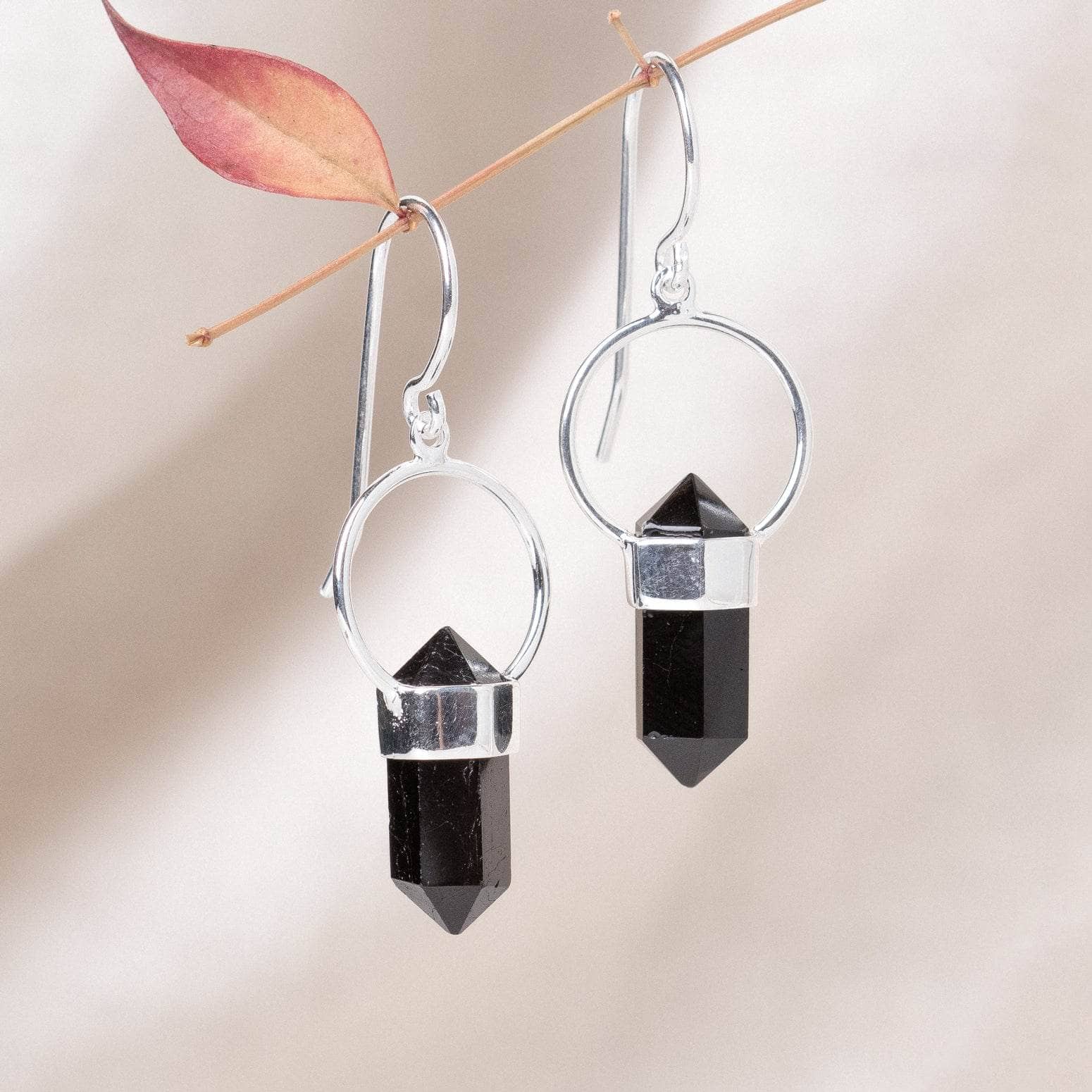 BlackTourmaline Black Tourmaline Crystal Point Earrings - Image 1