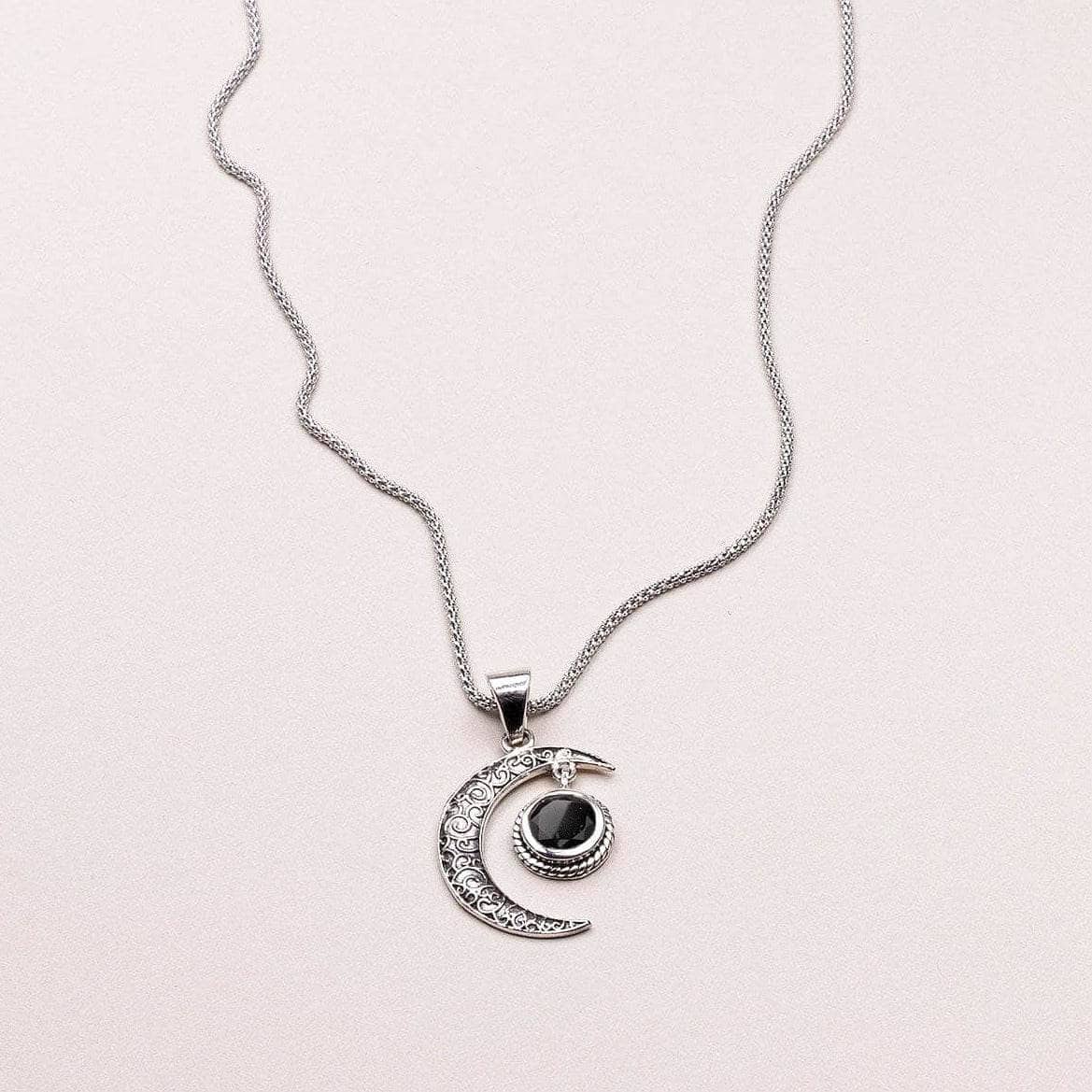 BlackTourmaline2silver-moon-pendant Gemstone Silver Moon Pendant Necklace - Image 14