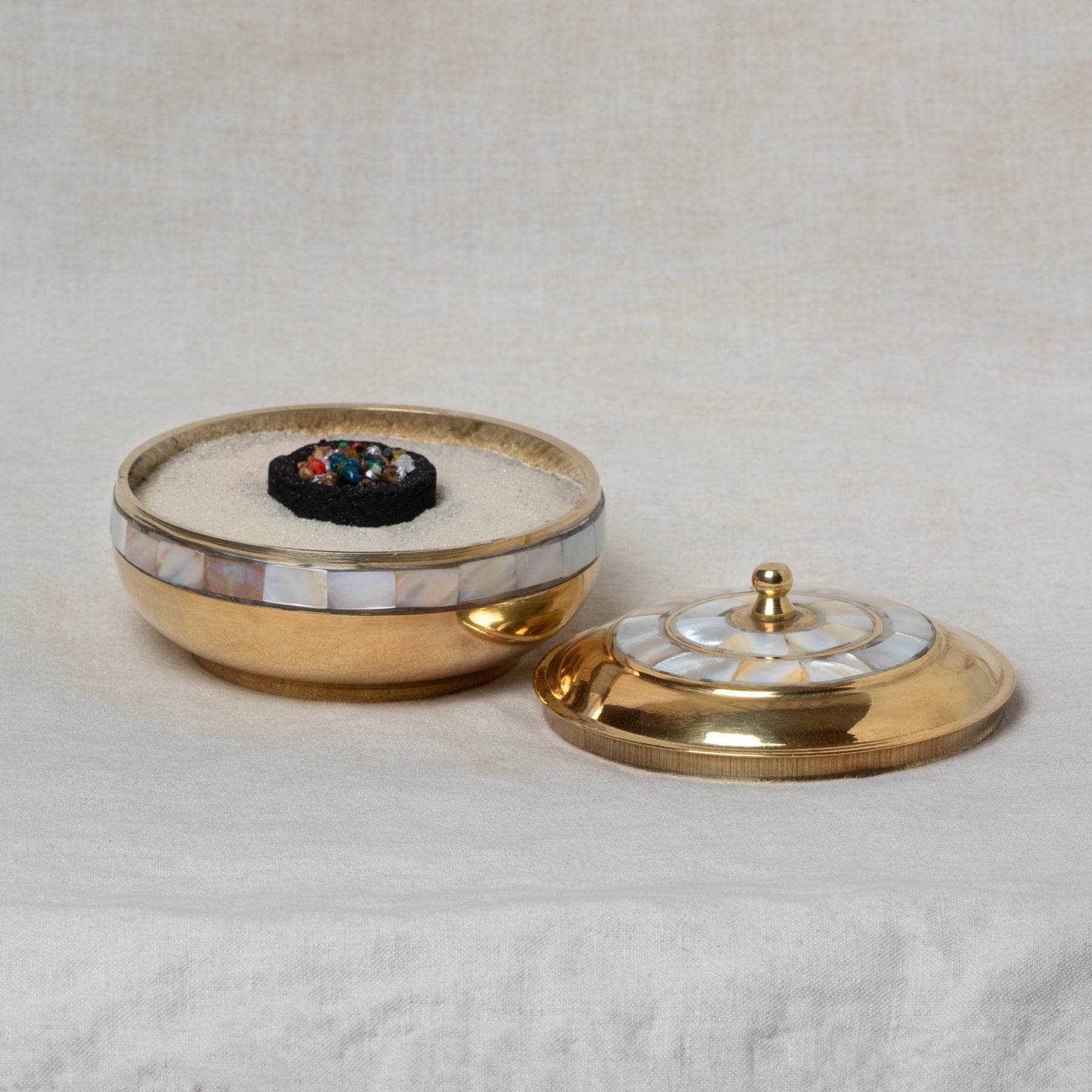 Bowl-28 Brass Mother of Pearl Charcoal & Smudge Burner Kit - Image 4