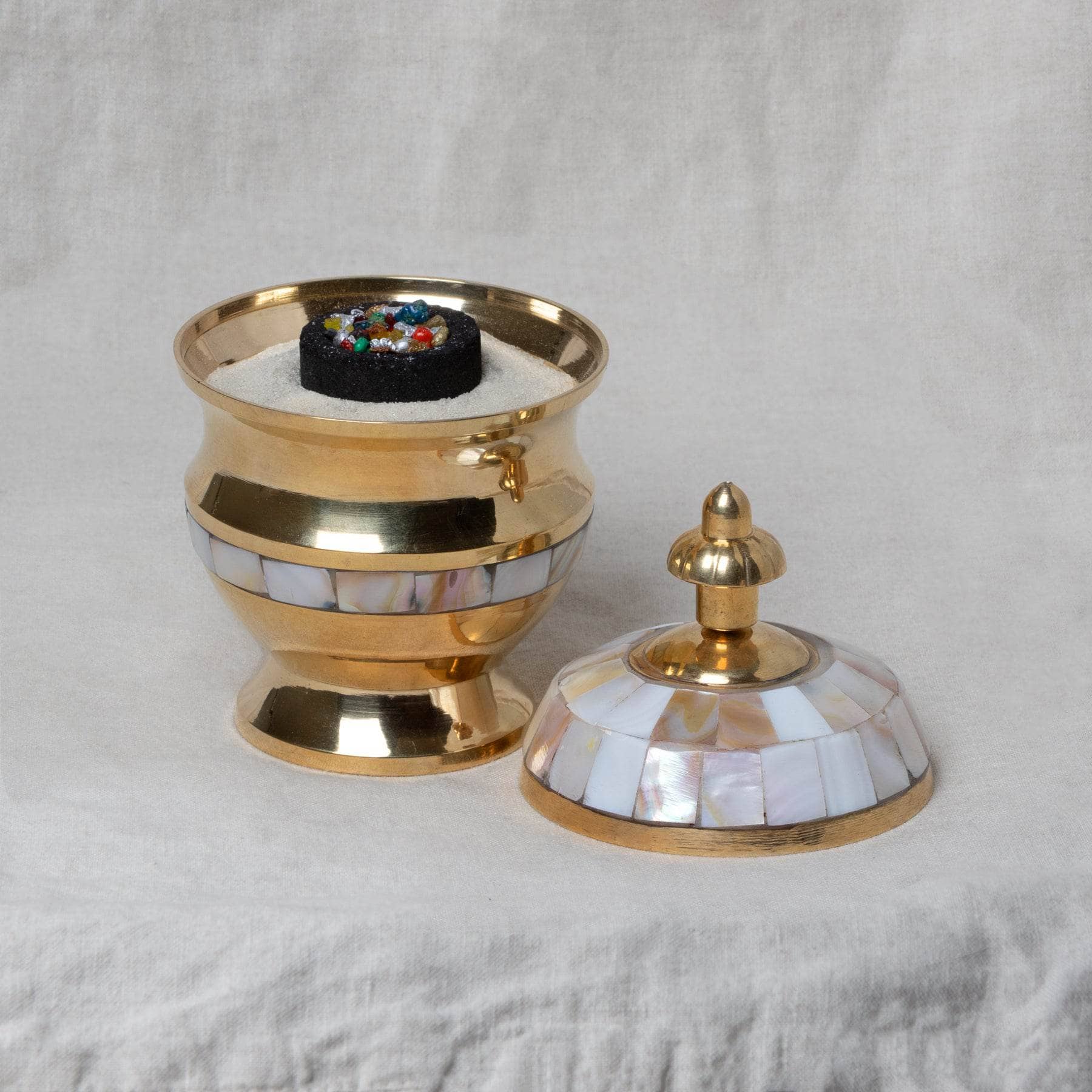 Bowl-29 Brass Mother of Pearl Charcoal & Smudge Burner Kit - Image 6