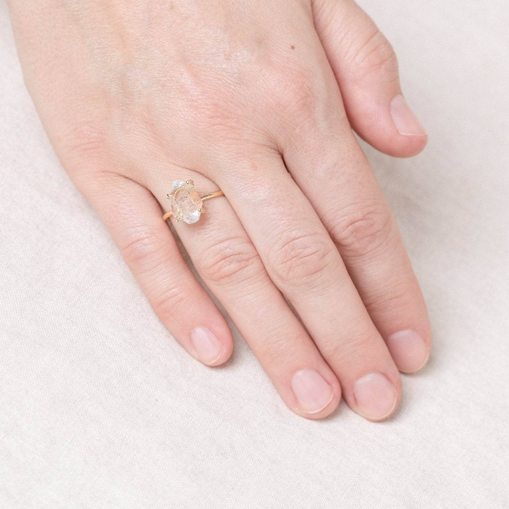 CLEAR-QUARTZ-gold_3ba3b06b-34aa-485e-b59c-0fd25cbd67c2 Clear Quartz Raw Freeform Gold or Silver Ring - Image 2