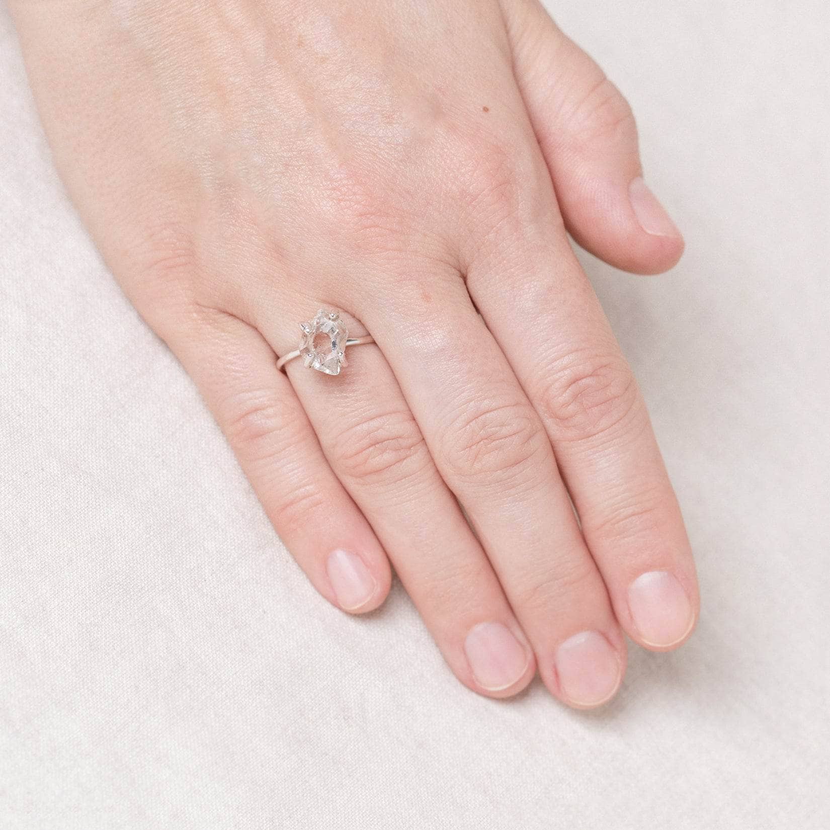 CLEAR-QUARTZ-silver_75cf6883-ae6a-463f-ac35-cde2f96ad3ff Clear Quartz Raw Freeform Gold or Silver Ring - Image 6