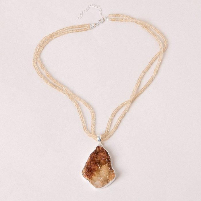 Citrine Druzy Pendant Necklace - Image 5