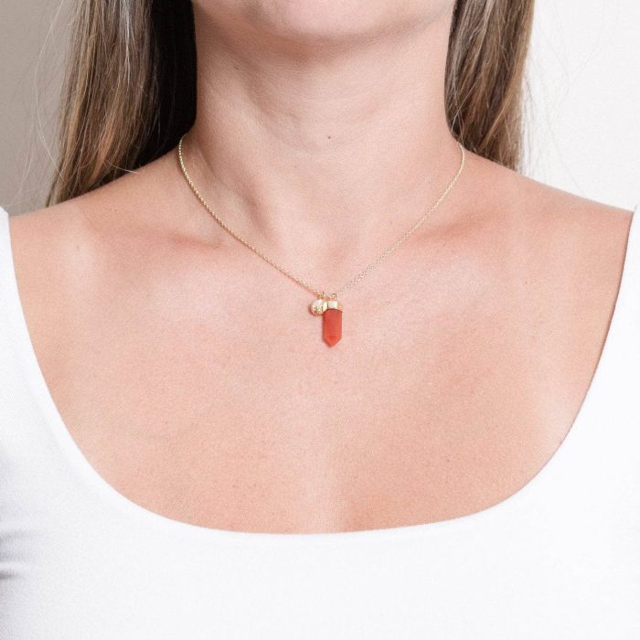 Delicate Carnelian Crystal Point Necklace - Image 6