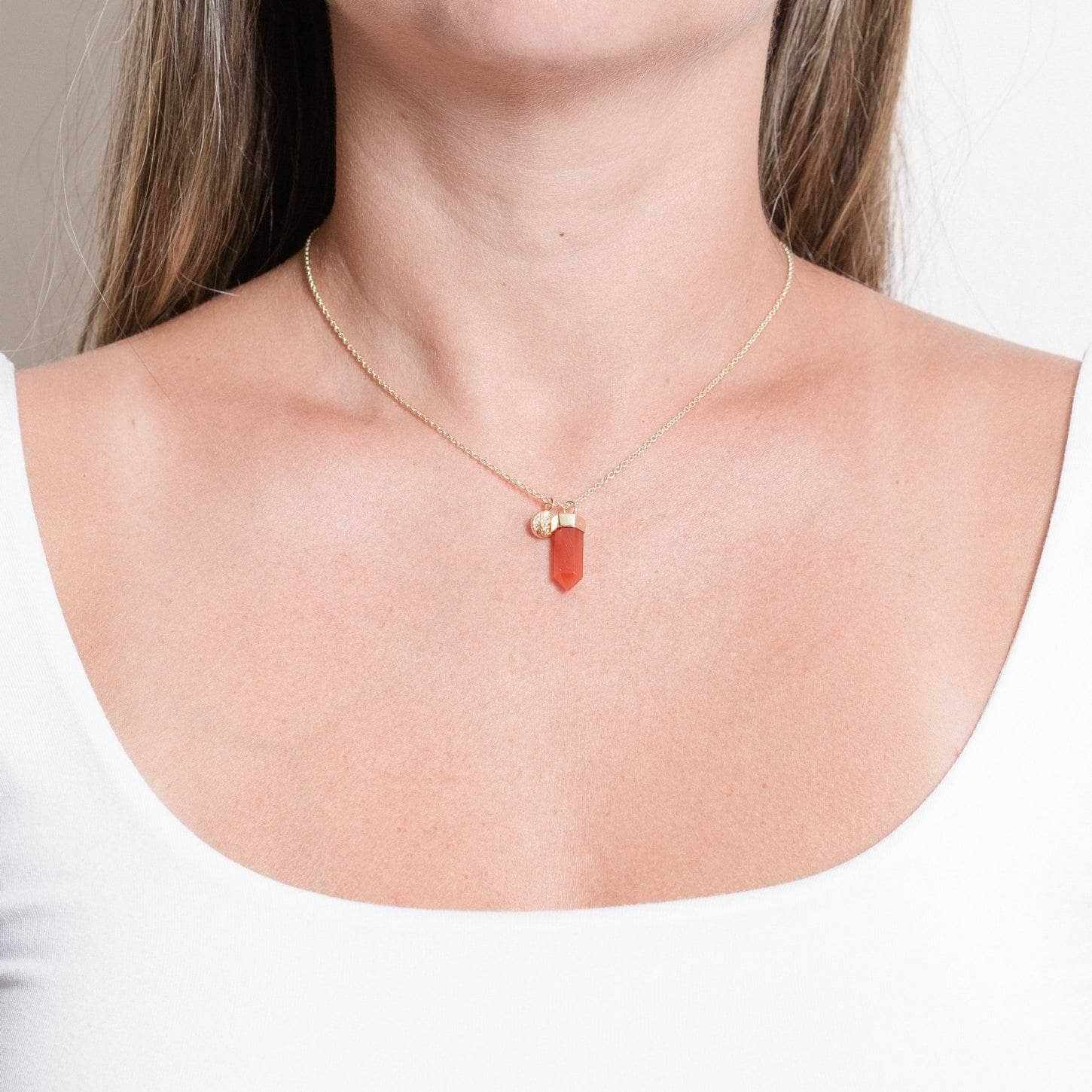 Carn-G-Small Delicate Carnelian Crystal Point Necklace - Image 6