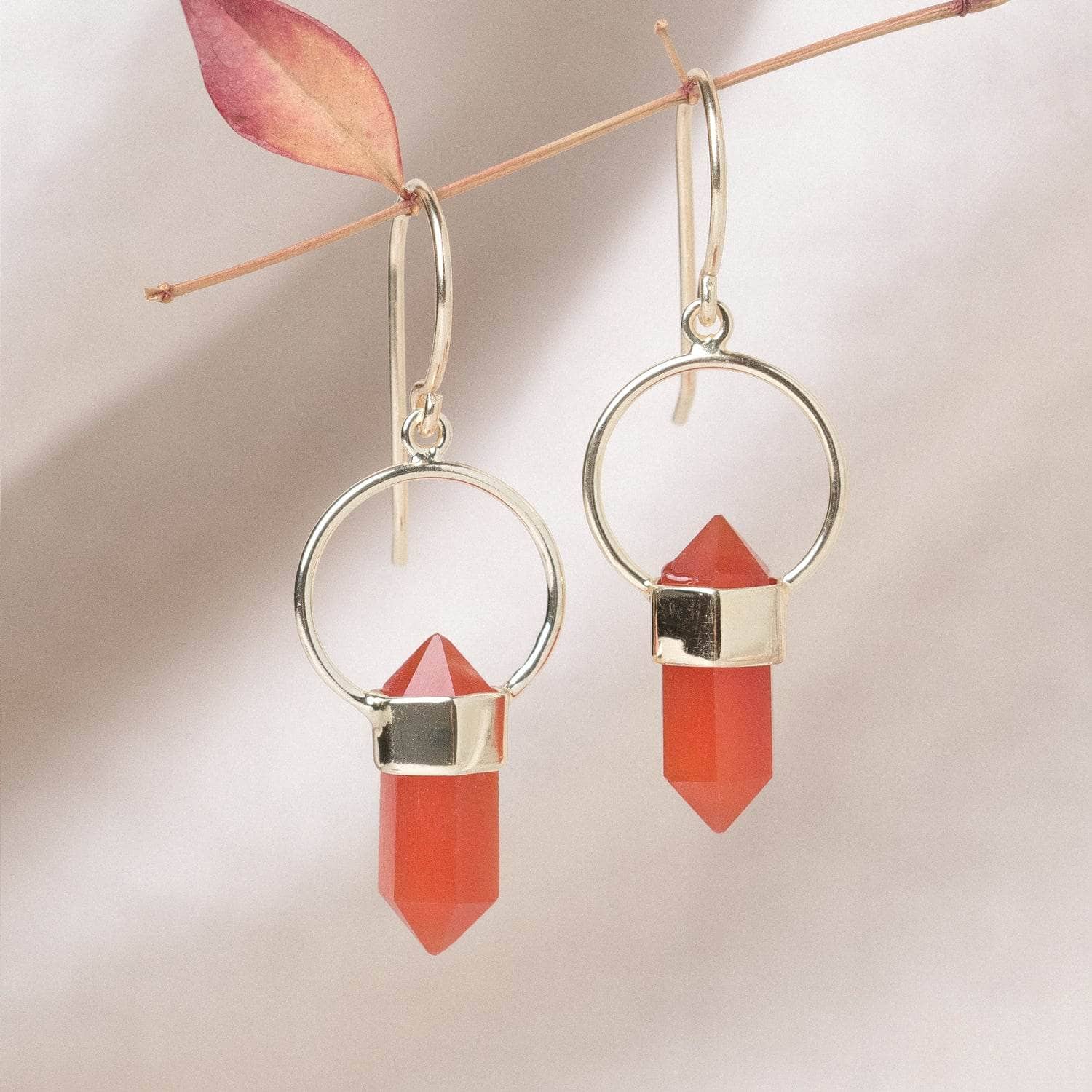 Carnelian Carnelian Crystal Point Earrings - Image 1