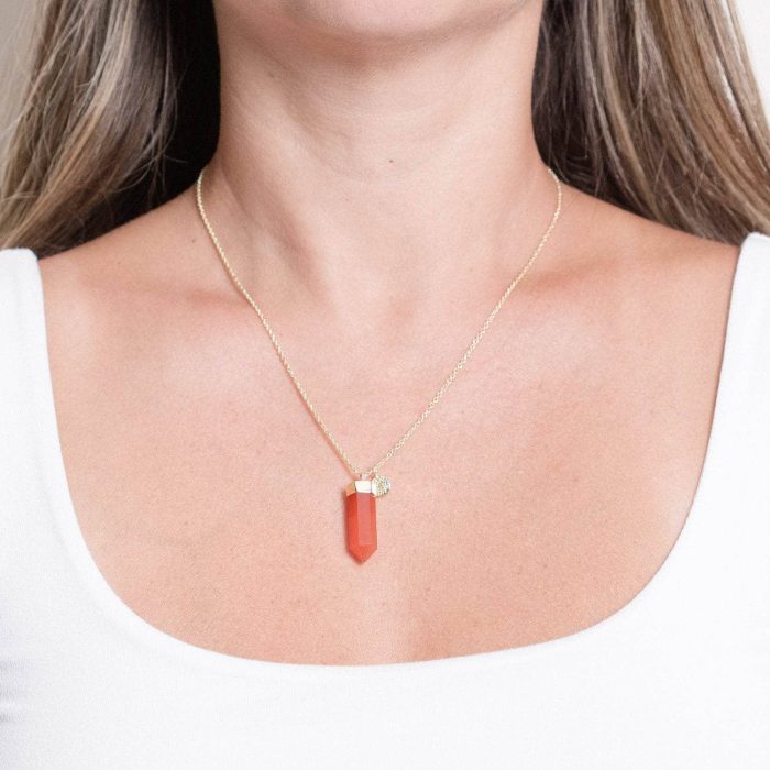 Carnelian Crystal Point Necklace - Image 1