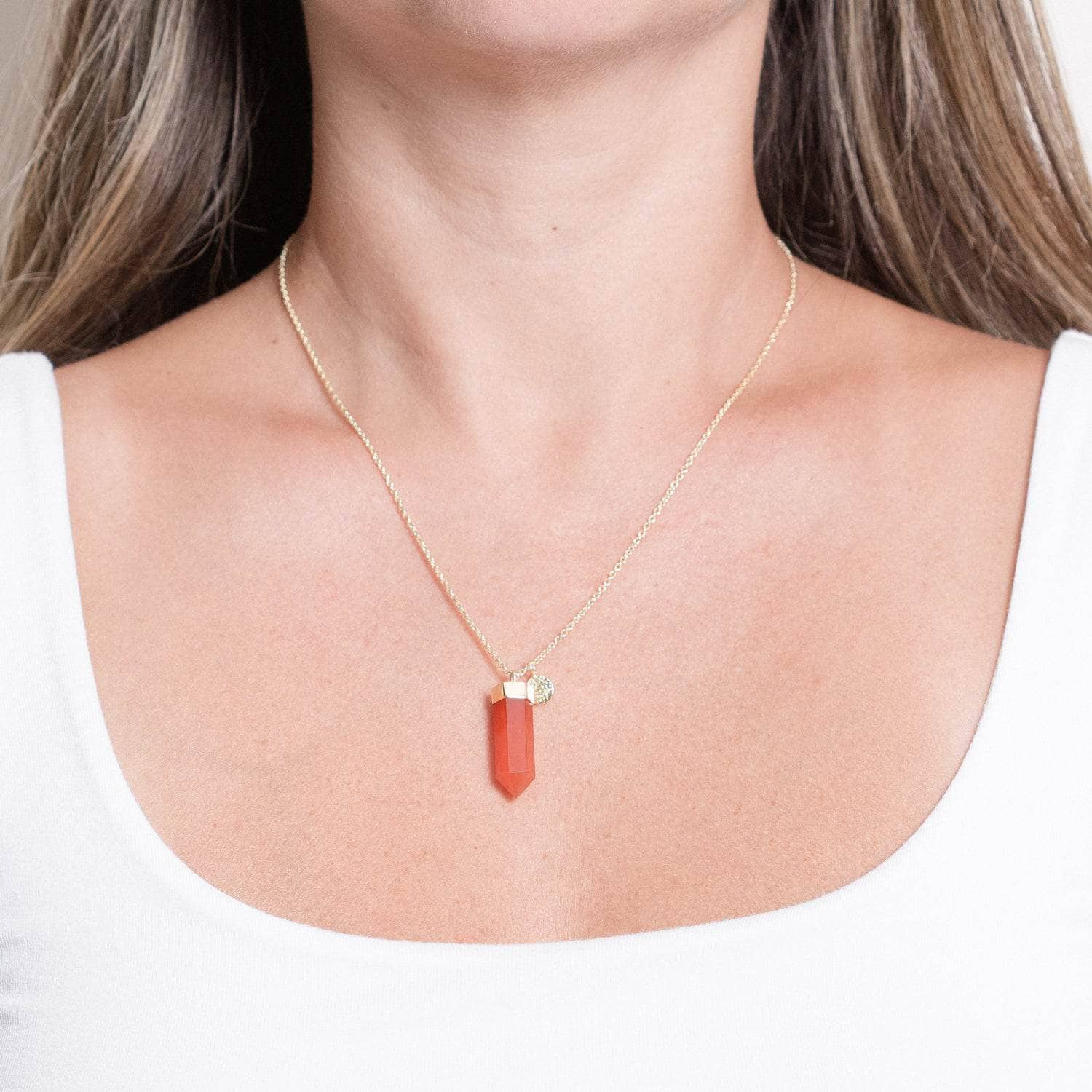 CarnelianGoldLarge Carnelian Crystal Point Necklace - Image 1