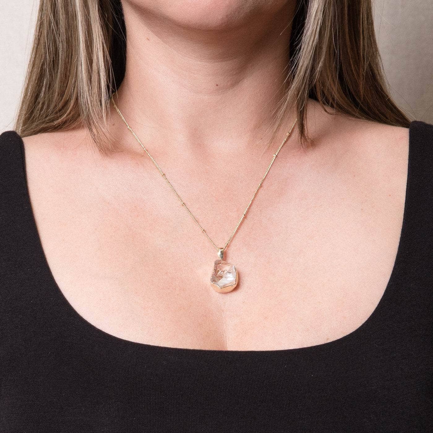 Clear-Quartz-gold Clear Quartz Raw Crystal Necklace - Image 2