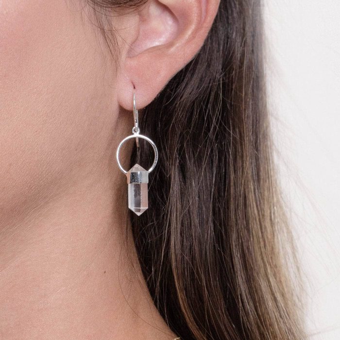 Clear Quartz Crystal Point Earrings - Image 2