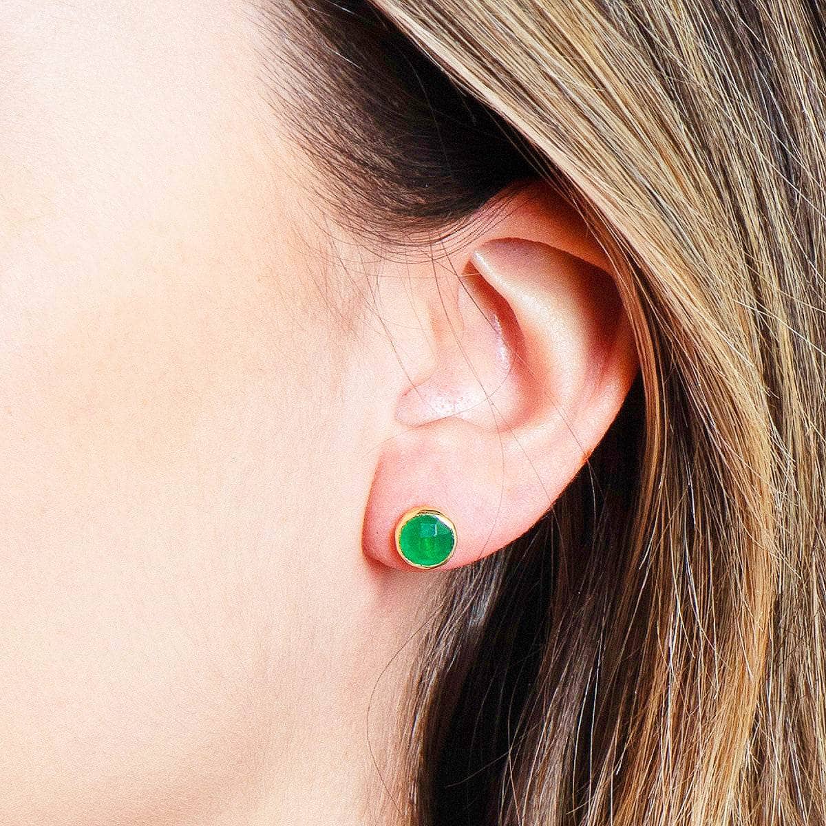 Emerald Emerald Silver or Gold Stud Earrings - Image 2
