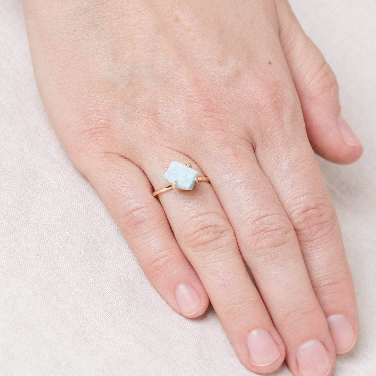 GENUINE-LARIMAR-gold Rare Genuine Larimar Raw Freeform Gold or Silver Ring - Image 7