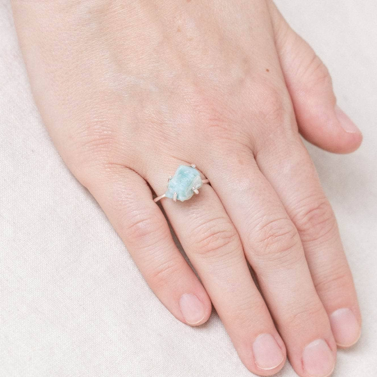 GENUINE-LARIMAR-silver Rare Genuine Larimar Raw Freeform Gold or Silver Ring - Image 1