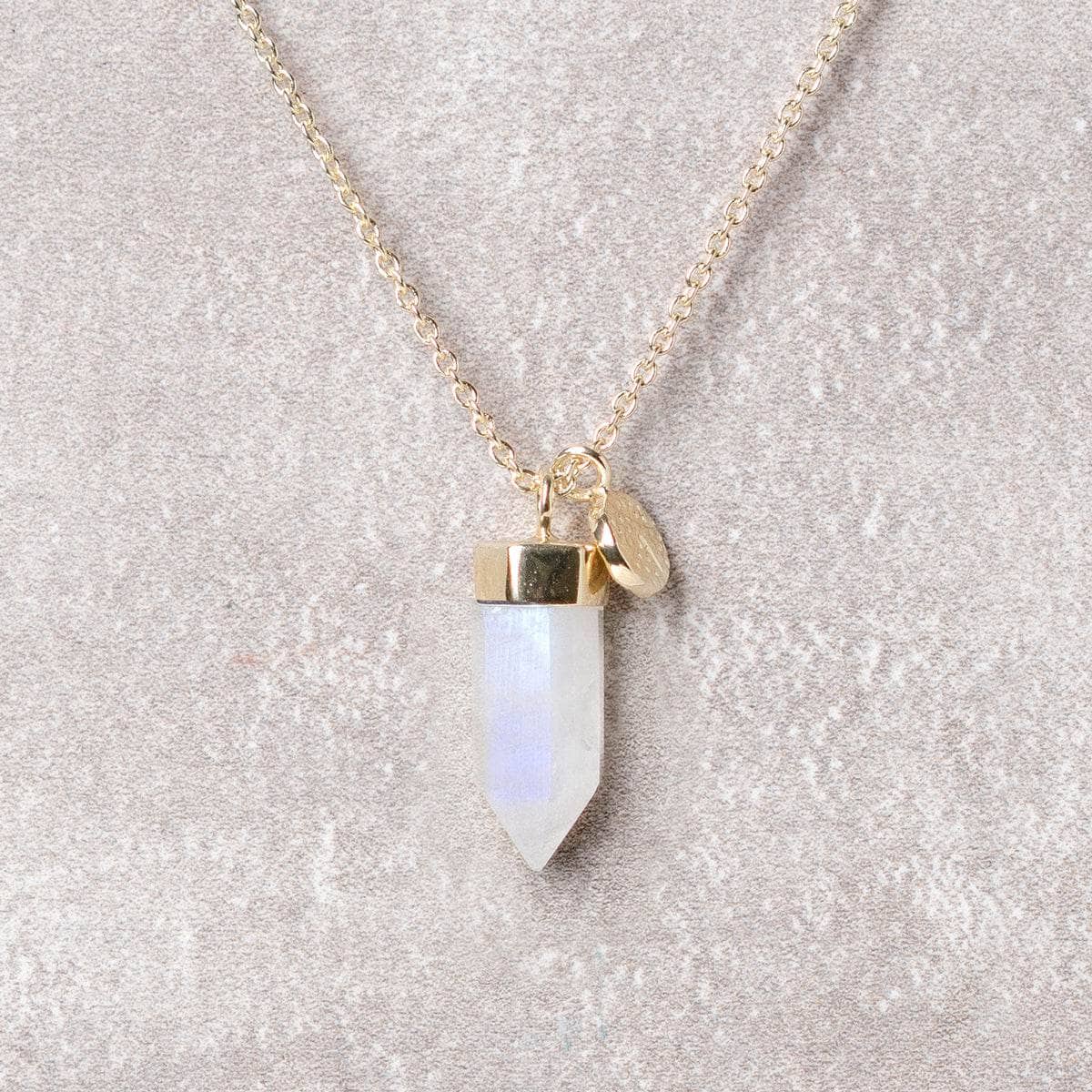 G_small0 Delicate Rainbow Moonstone Crystal Point Necklace - Image 6