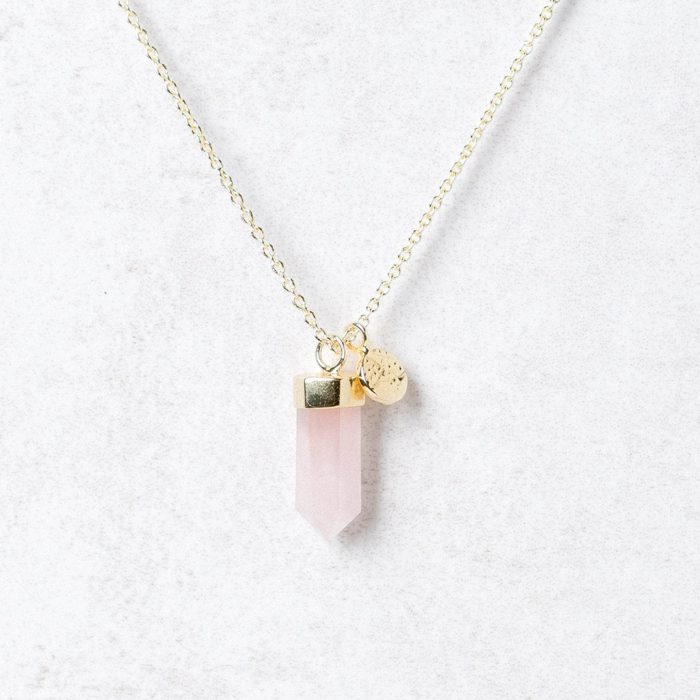 Delicate Rose Quartz Crystal Point Necklace - Image 6