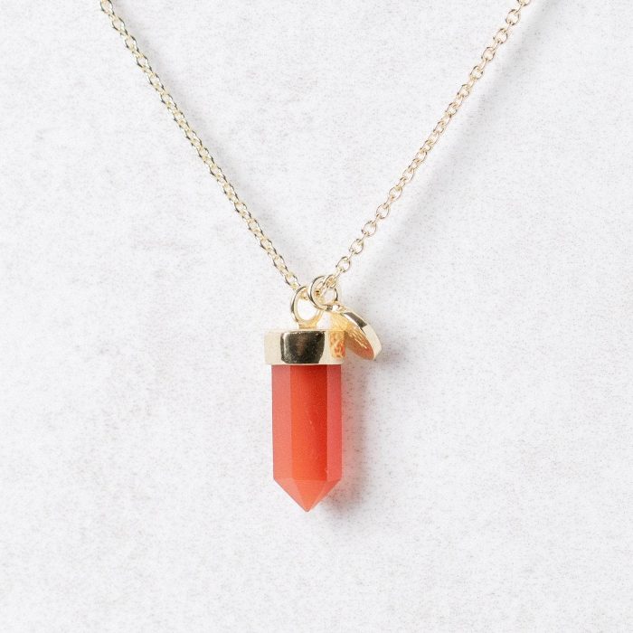 Delicate Carnelian Crystal Point Necklace - Image 7