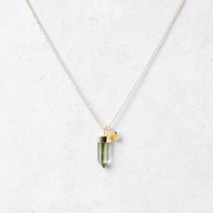 Delicate Green Amethyst Crystal Point Necklace - Image 7