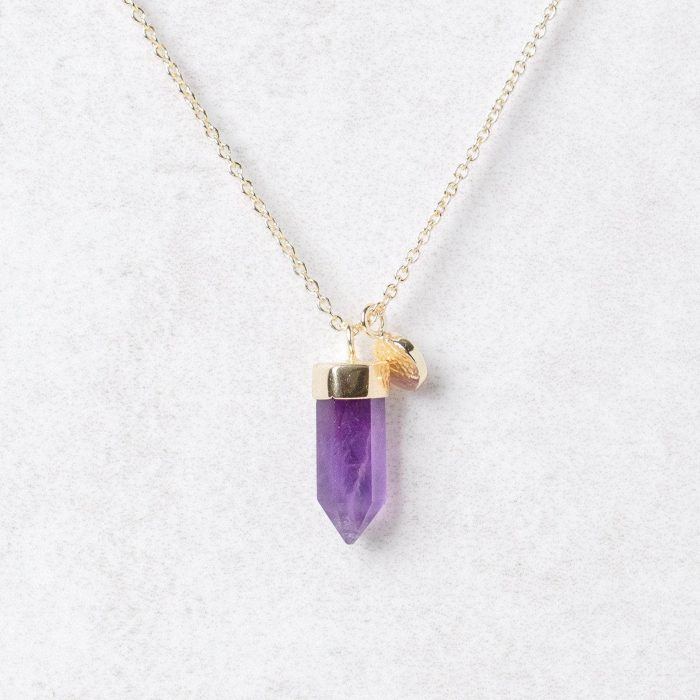 Delicate Amethyst Crystal Point Necklace - Image 6