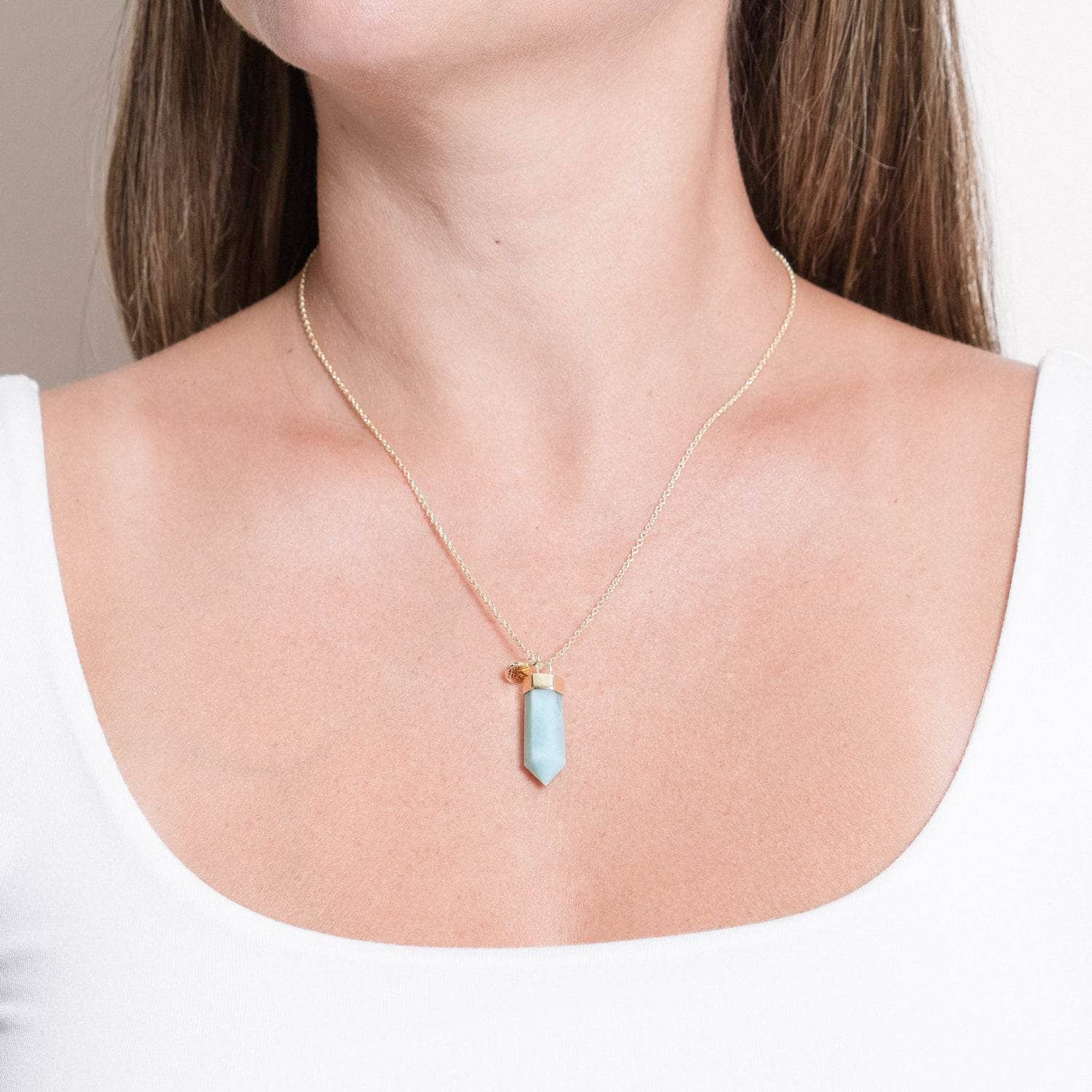Gen-Lar-G-Large Rare Genuine Larimar Crystal Point Necklace - Image 5
