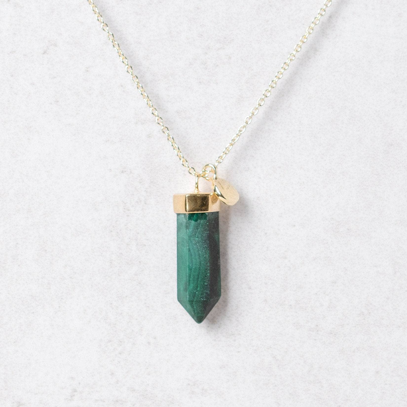 Glarge Genuine Malachite Crystal Point Necklace - Image 2