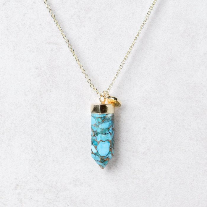 Genuine Turquoise Crystal Point Necklace - Image 2